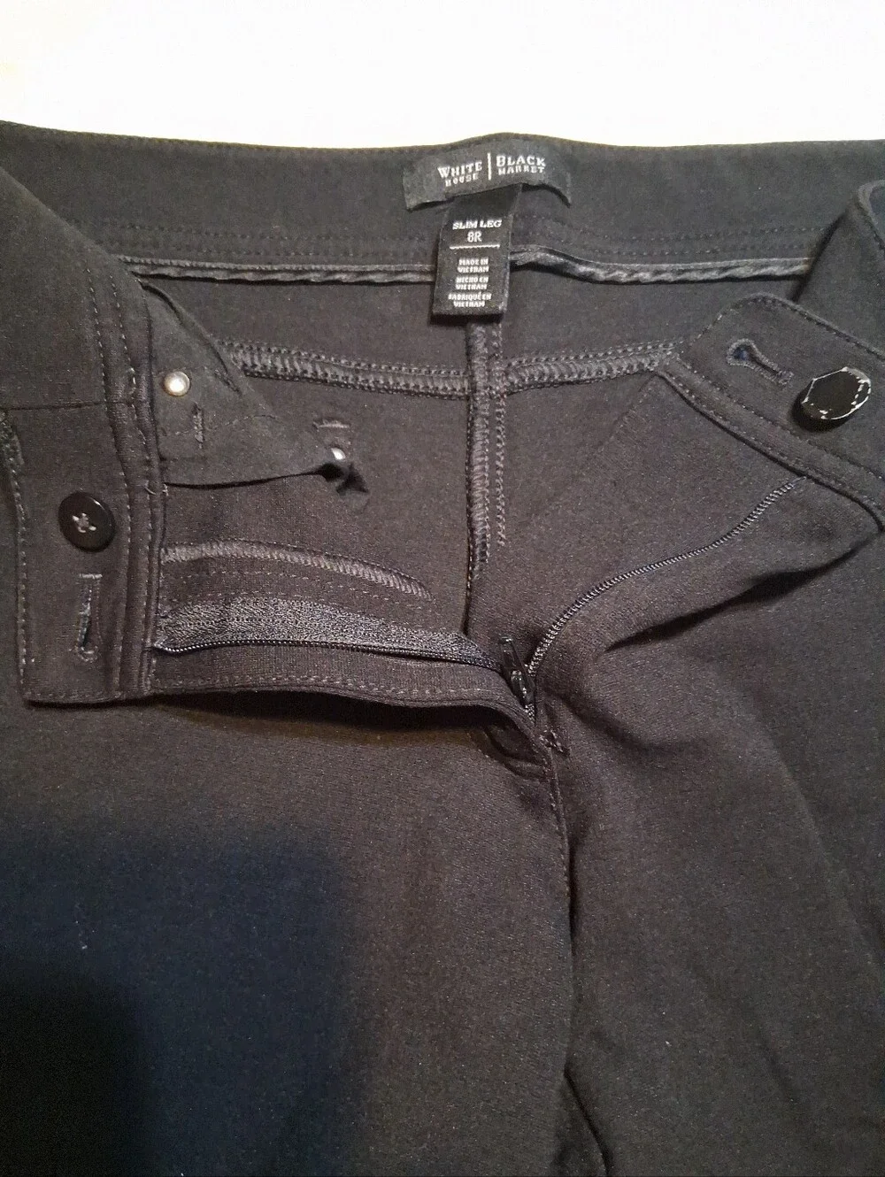 White House Black Market Black Slim Leg Career Pants Size 8R Office Minimalist